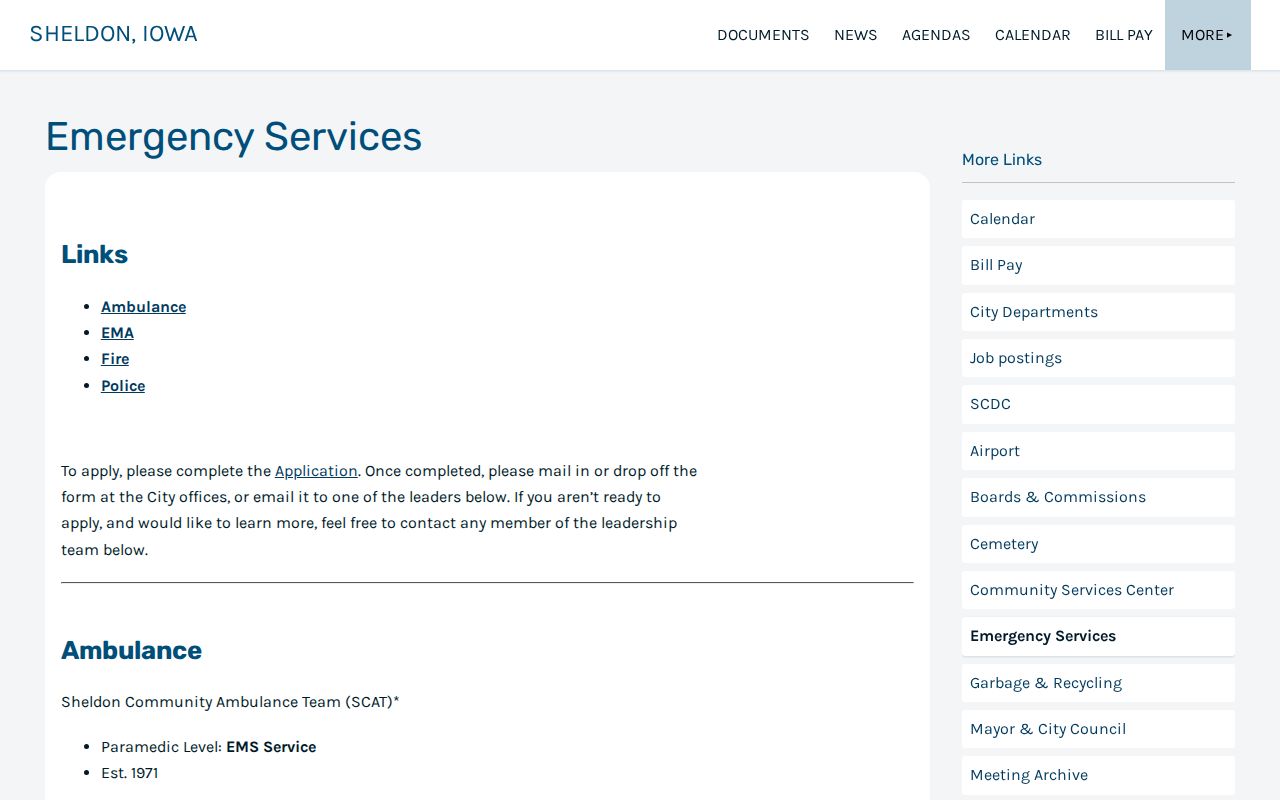 Sheldon Police Department emergency-services record contacts